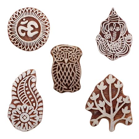 Set of 5 Piece New Mix Wooden Printing Blocks